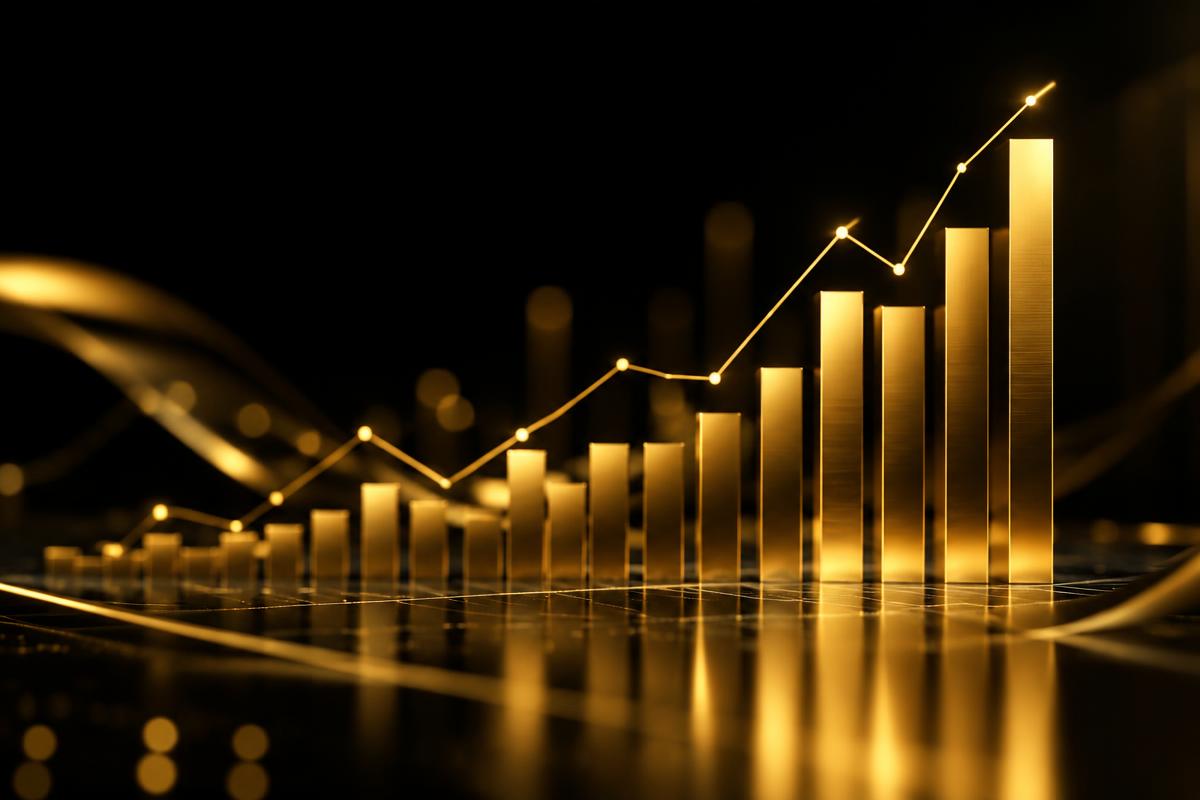 Gold coloured bar chart illustrating growth of trader payouts